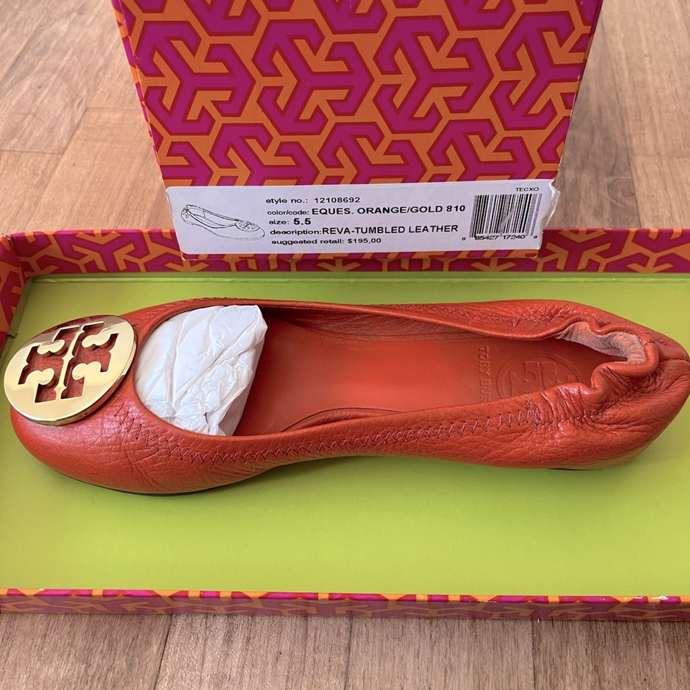 Burnt orange Tory Burch flats